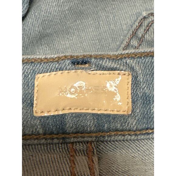 Mother Women's Blue Mid Rise Frayed Raw Hem Straight Leg Denim Jeans Pants Sz 24 - Picture 4 of 4
